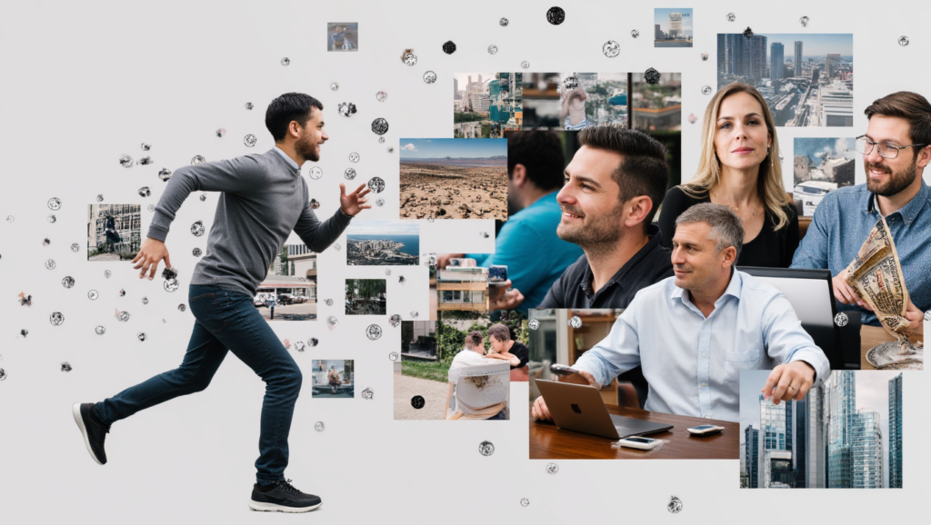 Collage showing technology innovators, finance professionals, real estate growth, NFL athletes, and MMA fighters representing modern success stories.